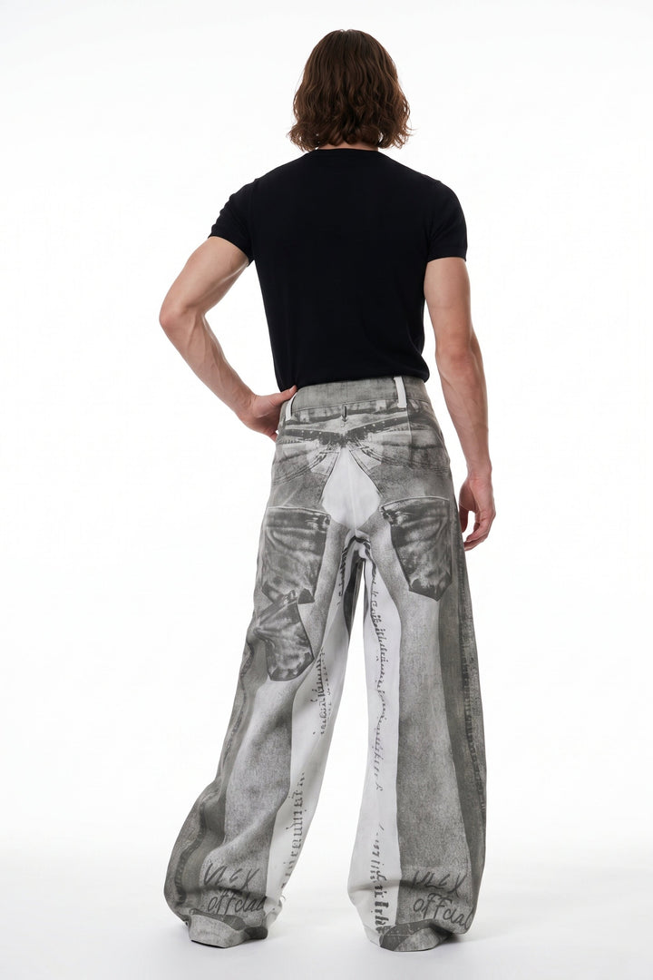 Patterned Wide Jeans  na2566