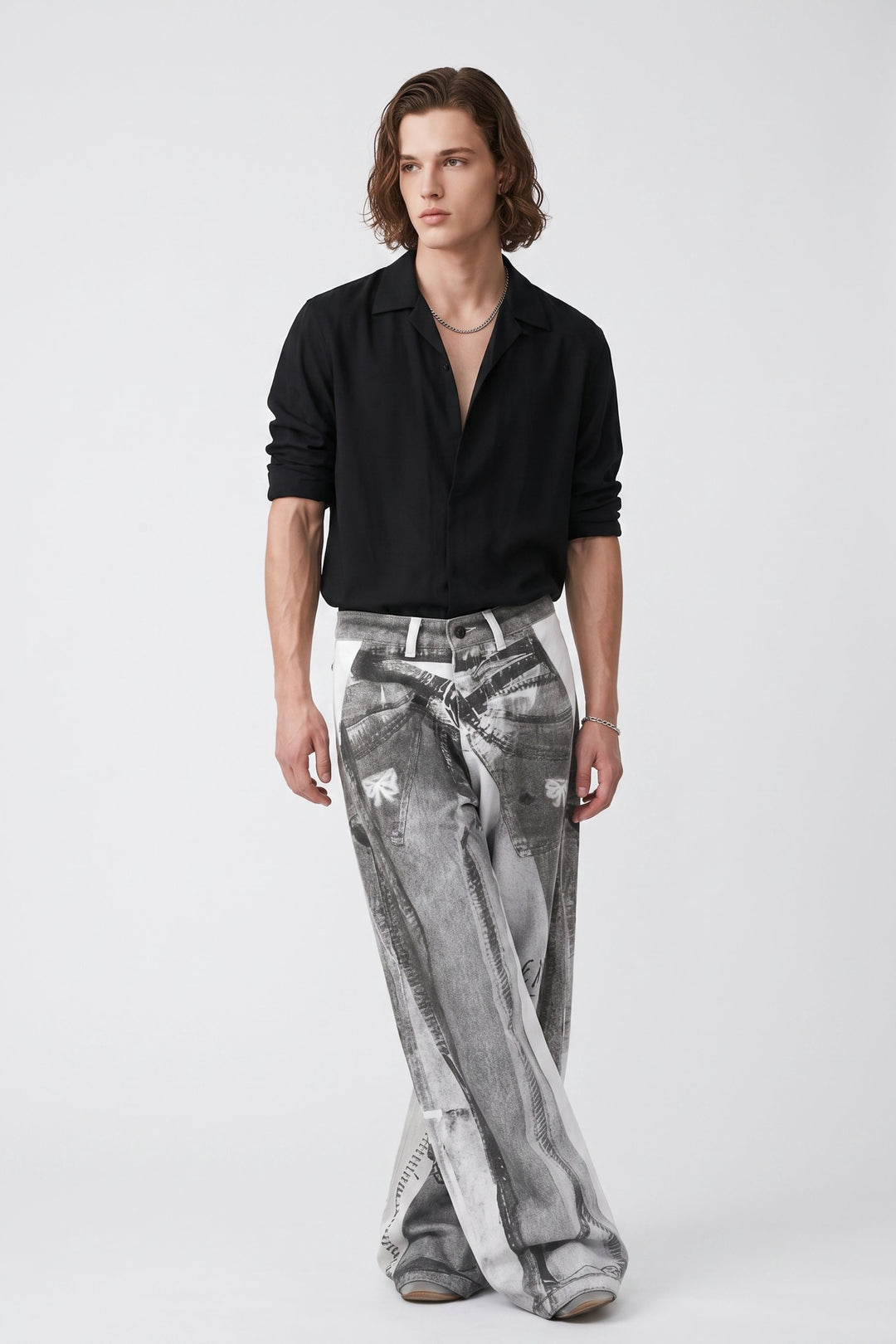 Patterned Wide Jeans  na2566