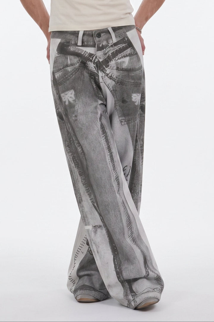 Patterned Wide Jeans  na2566
