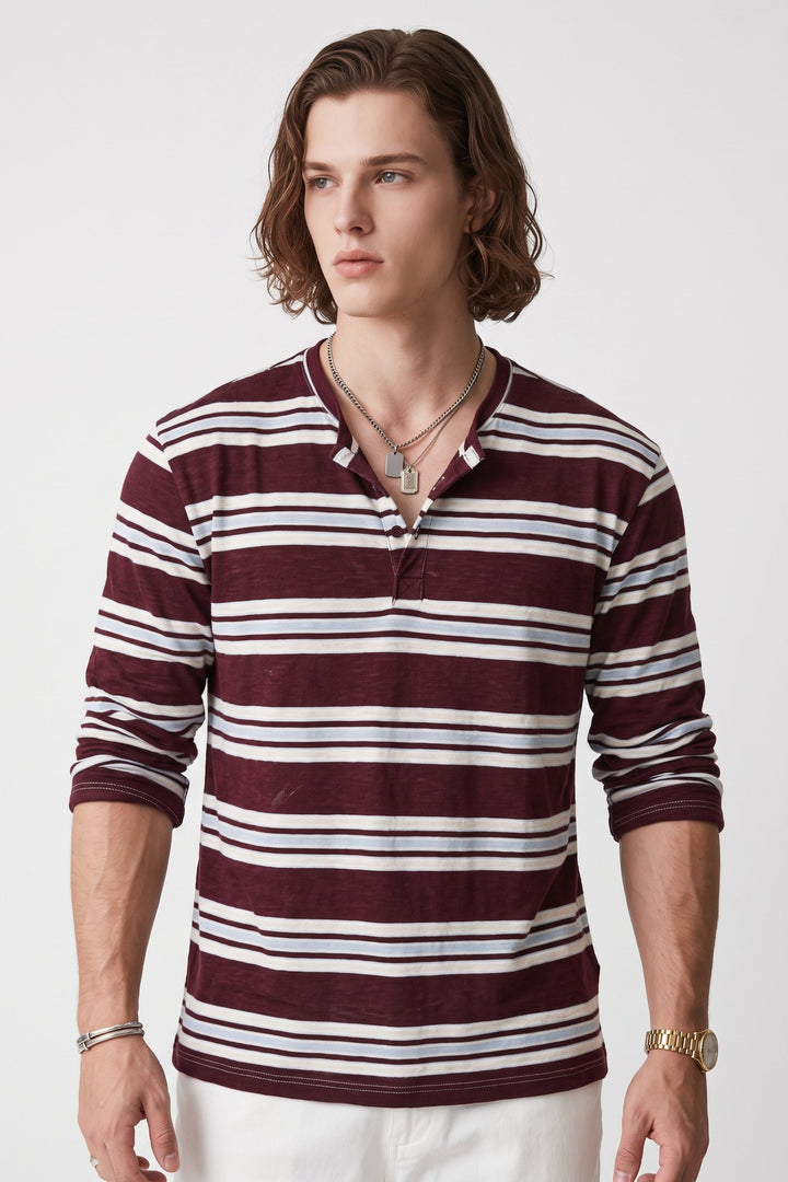 Striped Henley Tee  na2705