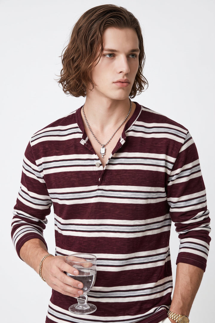 Striped Henley Tee  na2705
