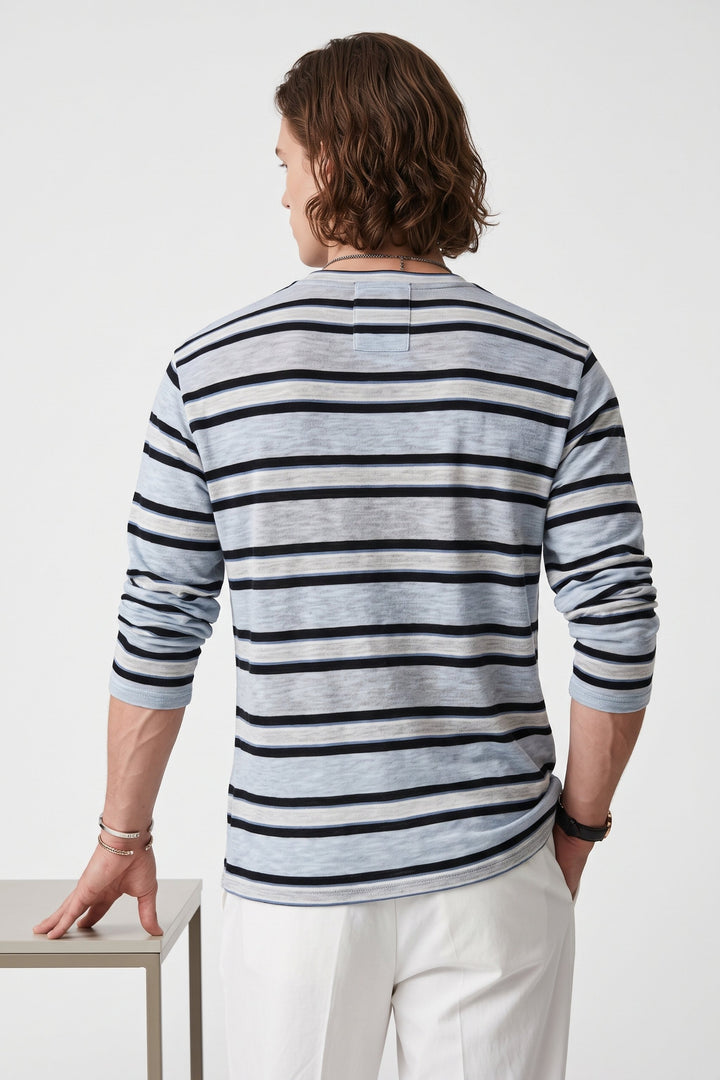 Striped Henley Tee  na2705