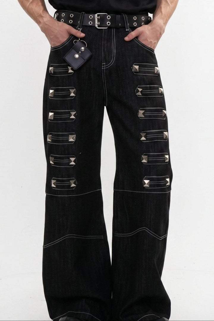 Studded Wide Jeans na2599