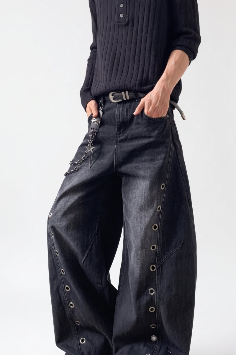 Grommet Wide Jeans na2509