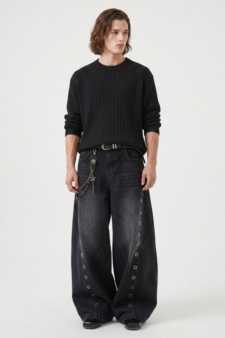 Grommet Wide Jeans na2509
