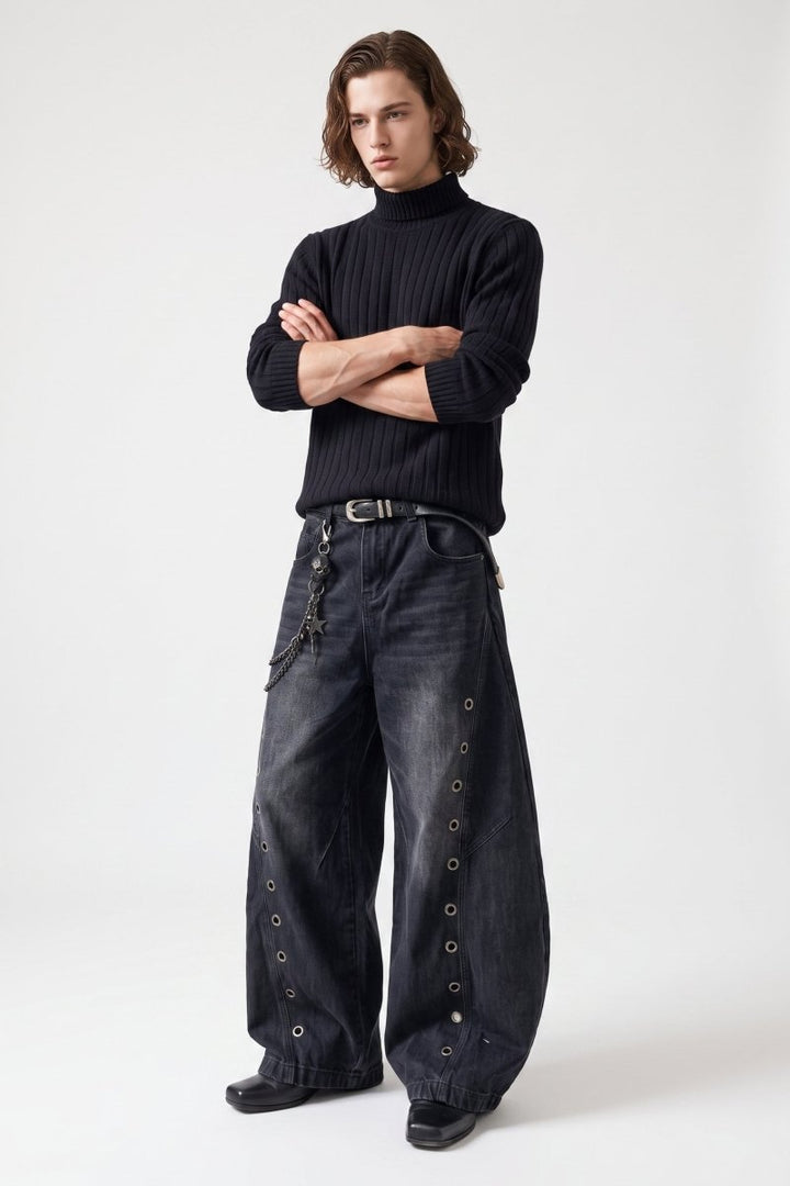 Grommet Wide Jeans na2509