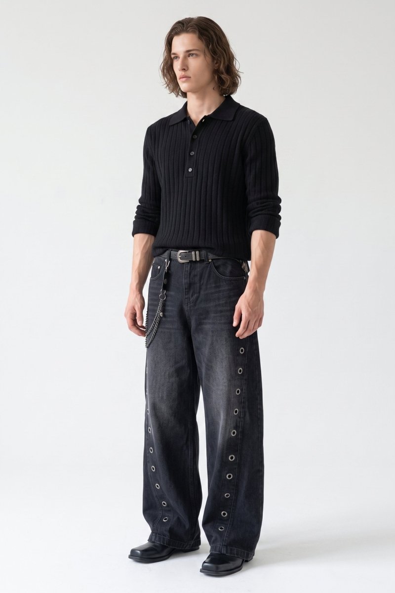 Grommet Wide Jeans na2509