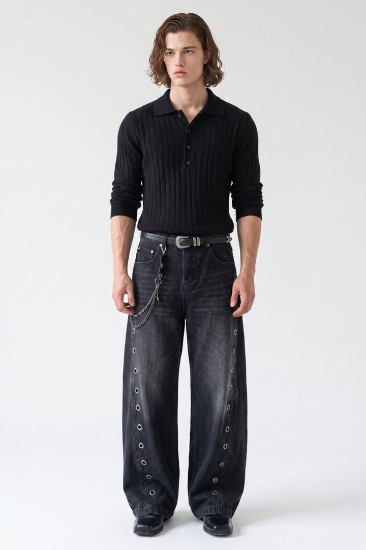 Grommet Wide Jeans na2509