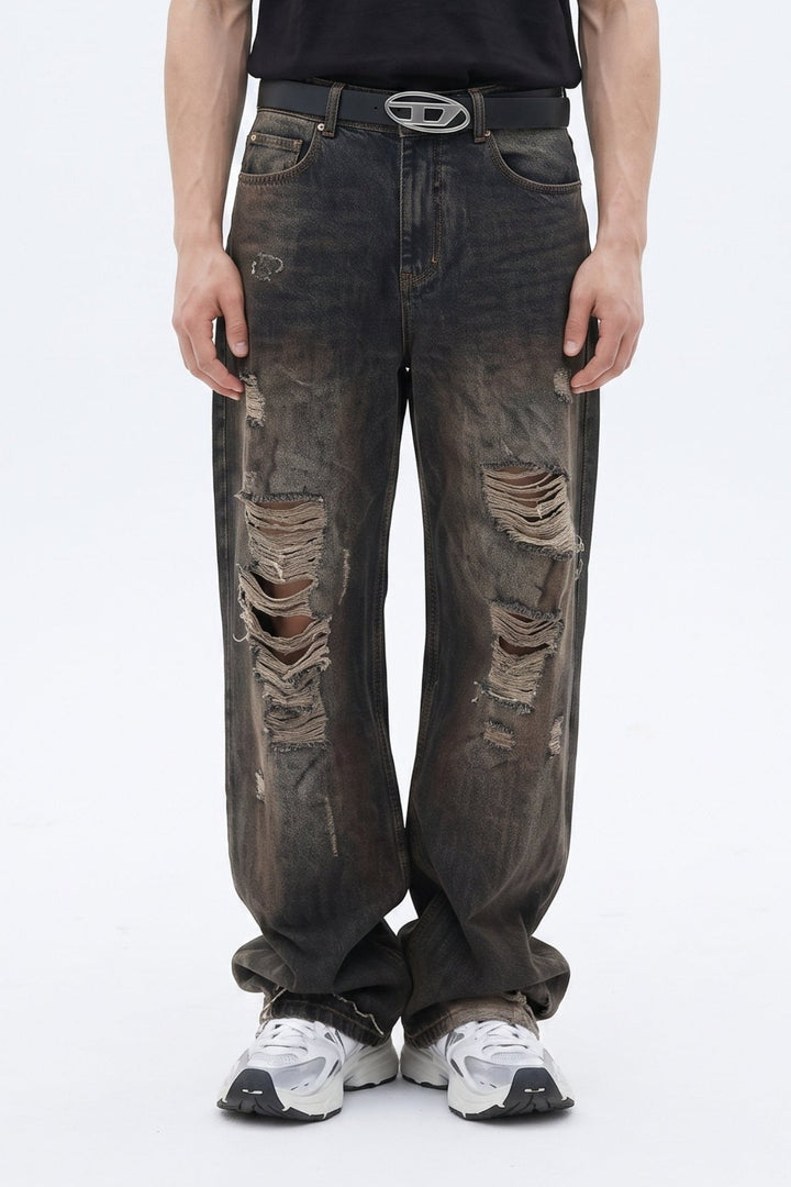 Distressed Wide Jeans  na2624