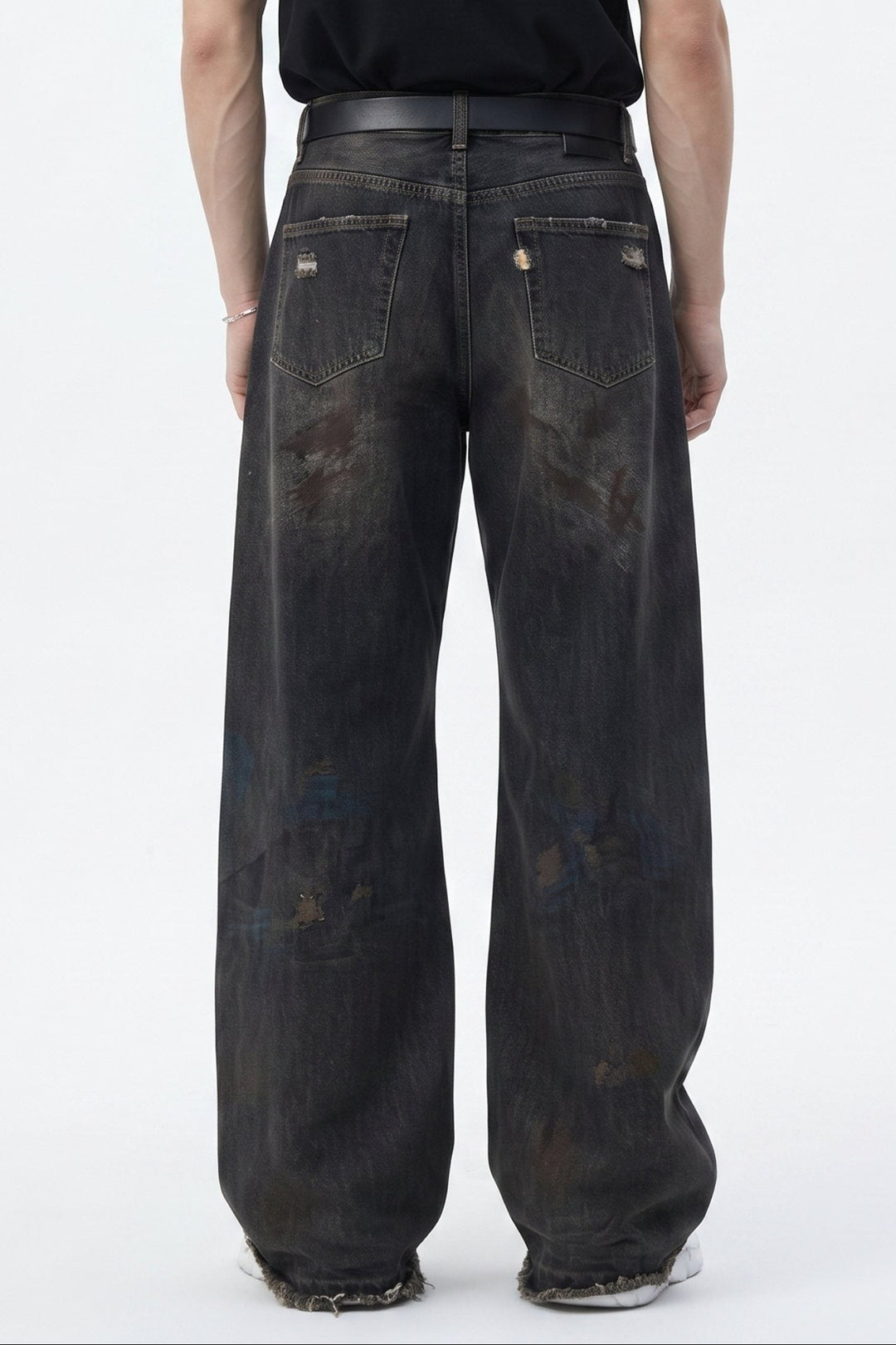 Distressed Wide Jeans  na2624