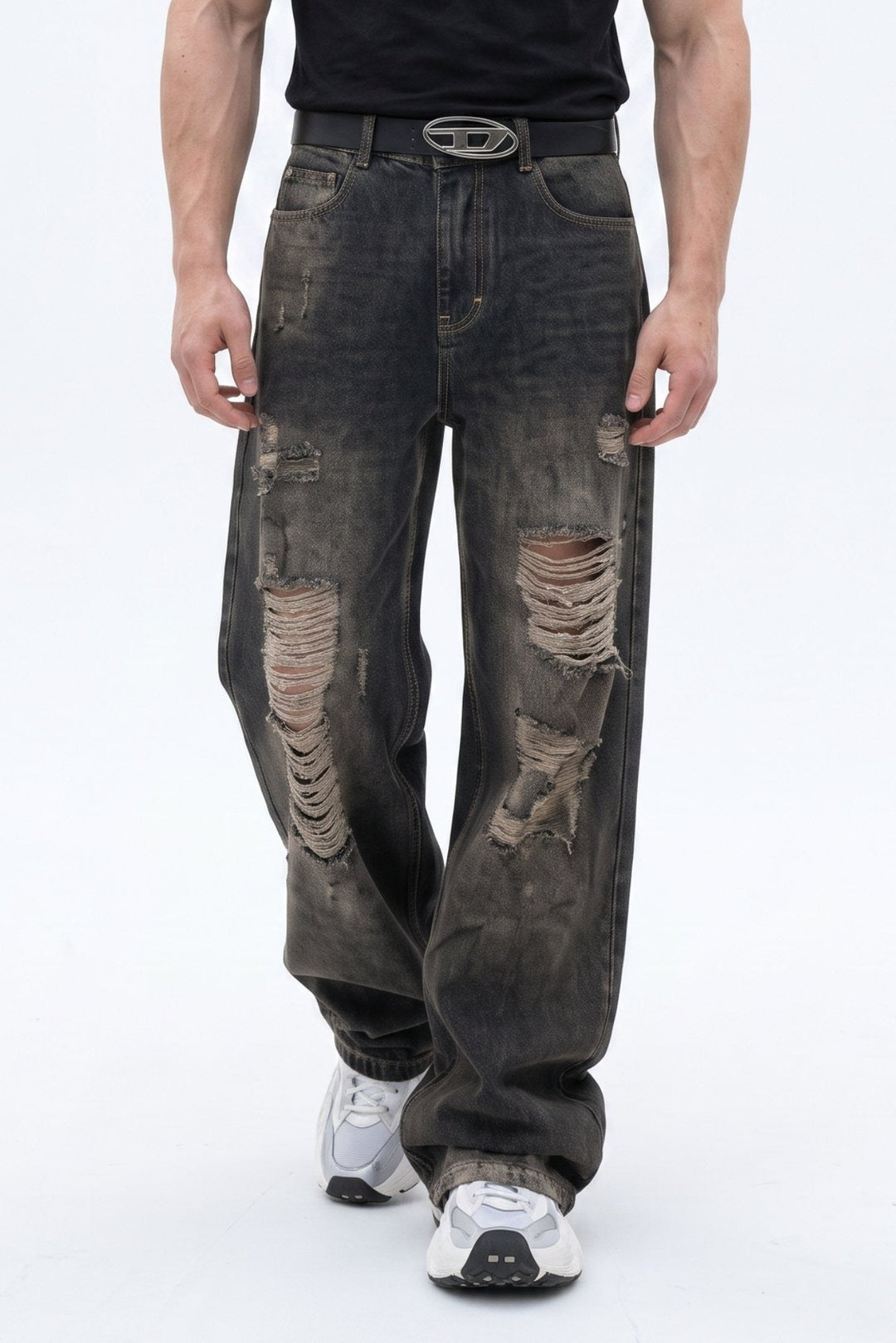 Distressed Wide Jeans  na2624