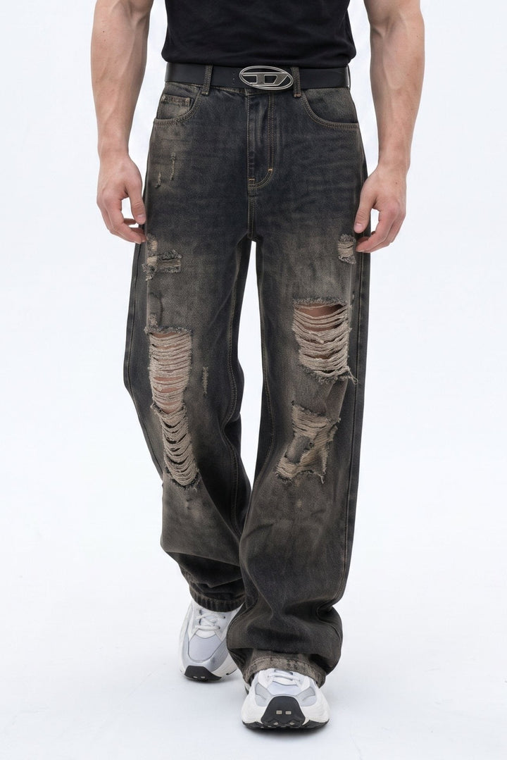 Distressed Wide Jeans  na2624