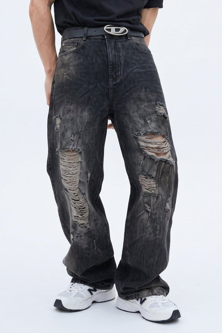 Distressed Wide Jeans  na2624
