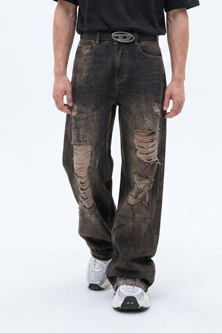 Distressed Wide Jeans  na2624