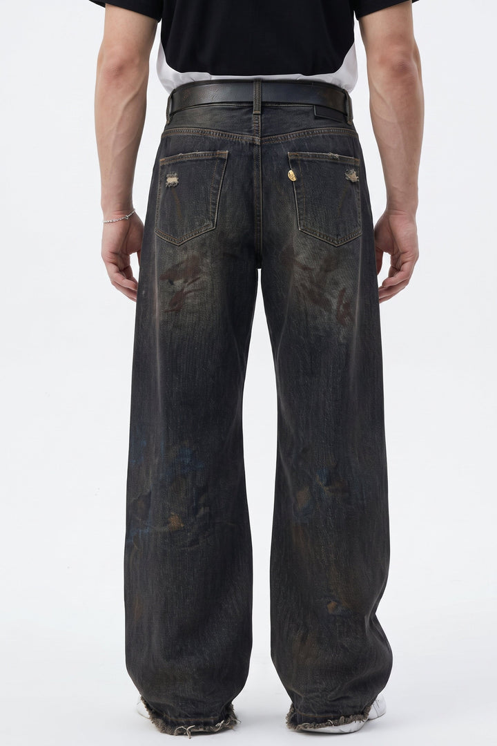 Distressed Wide Jeans  na2624