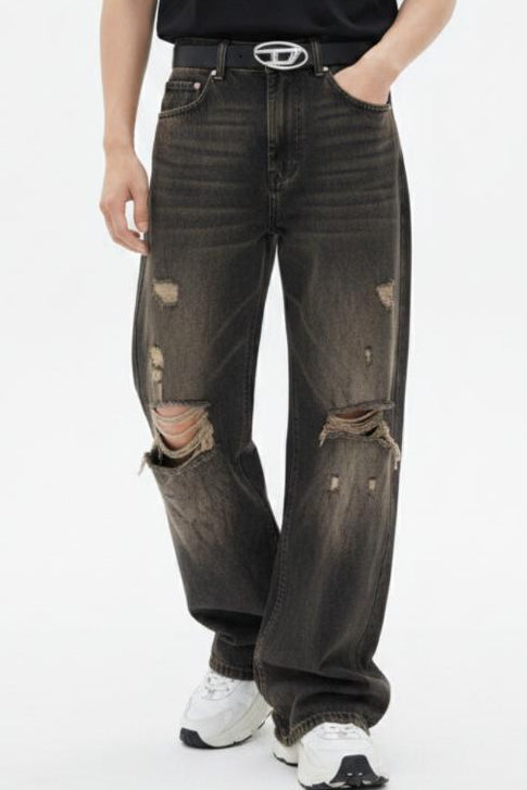 Distressed Wide Jeans  na2624