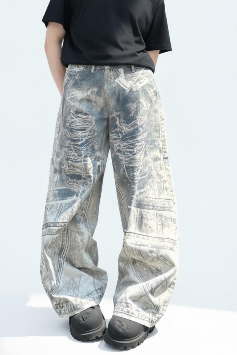 Graphic Denim Pants  na2628