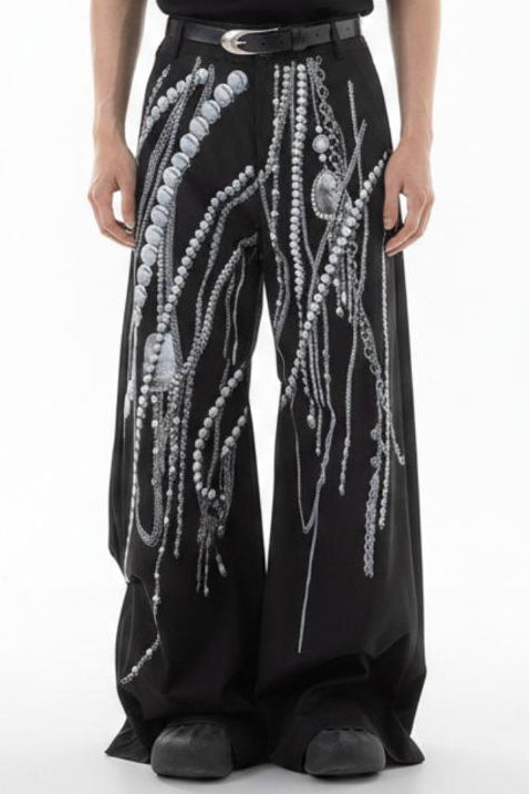 Wide-leg studs pants  na2611