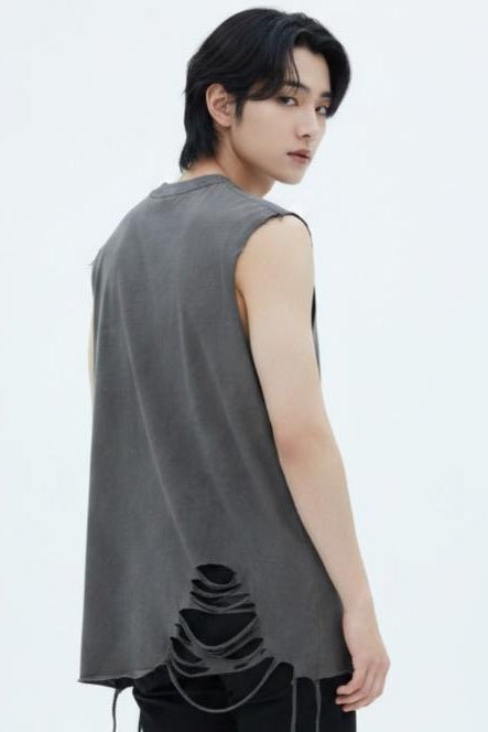 Distressed Sleeveless na2581