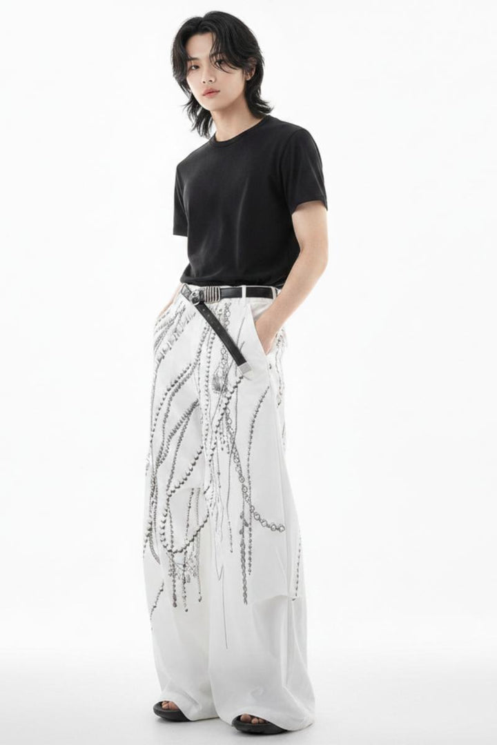 Wide-leg studs pants  na2611