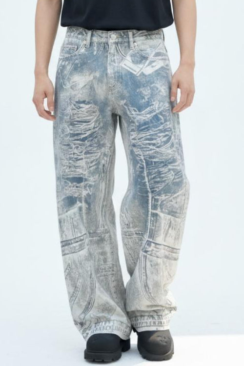 Graphic Denim Pants  na2628