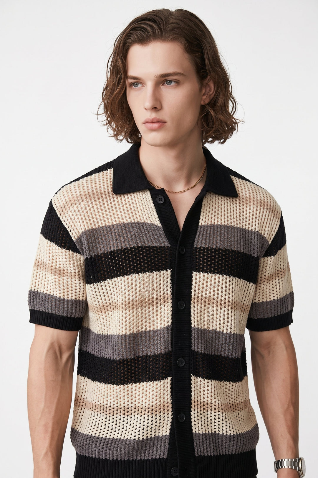 Striped Knit Polo na2678
