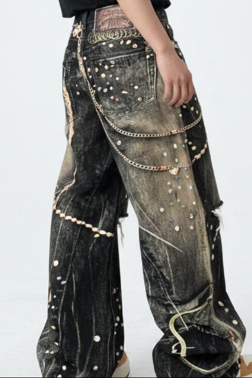 Chain Print Jeans  na2585