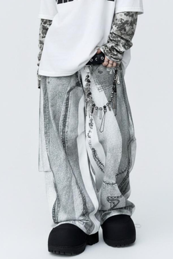 Patterned Wide Jeans  na2566