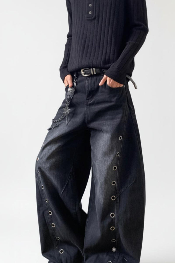 Grommet Wide Jeans  na2509