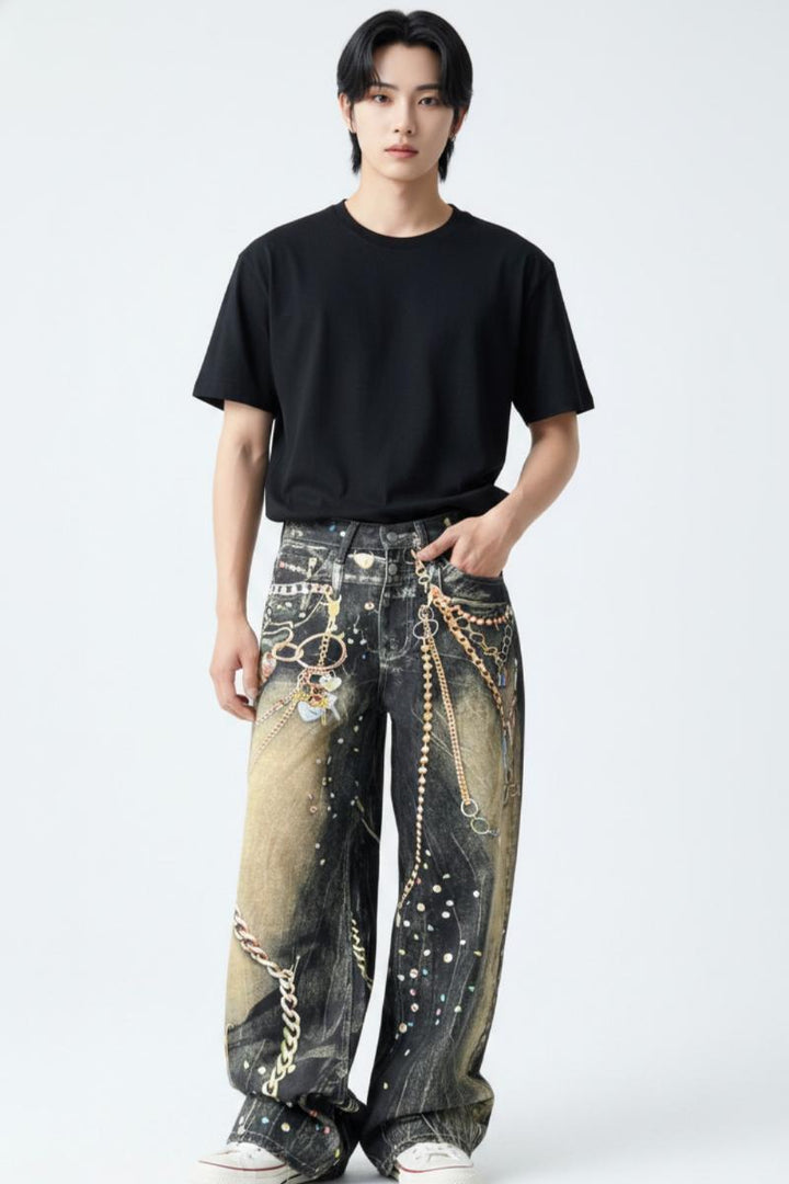 Chain Print Jeans  na2585