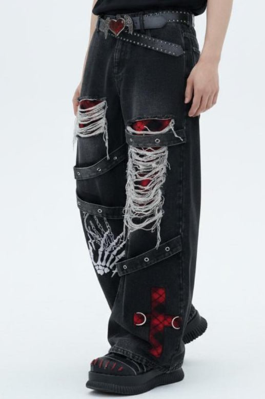 Distressed Wide Jeans  na2582