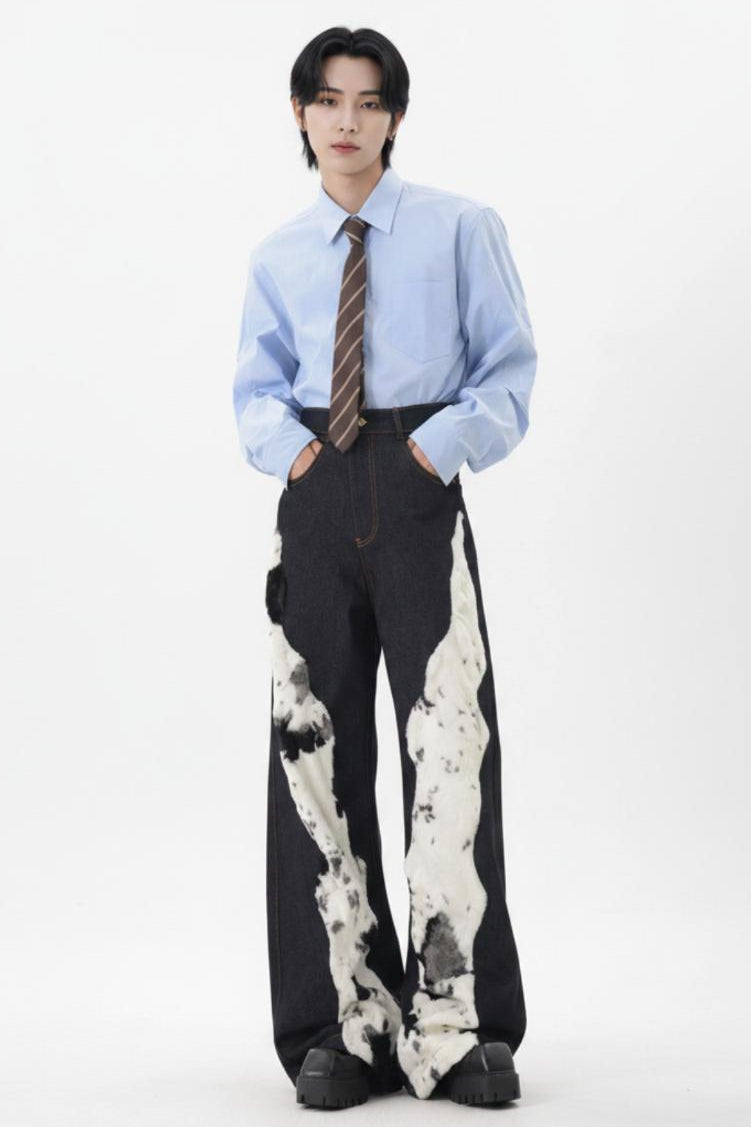 Furry Denim Pants  na2567