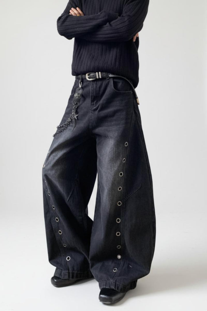 Grommet Wide Jeans  na2509