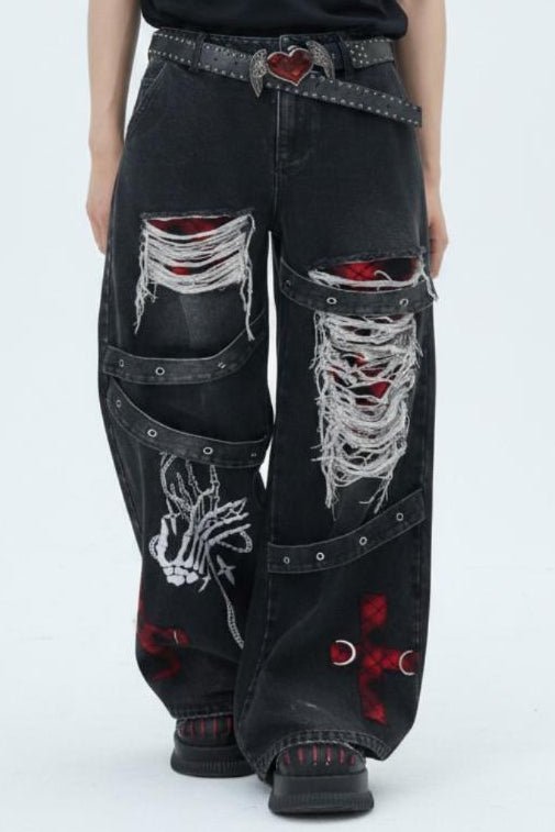 Distressed Wide Jeans  na2582