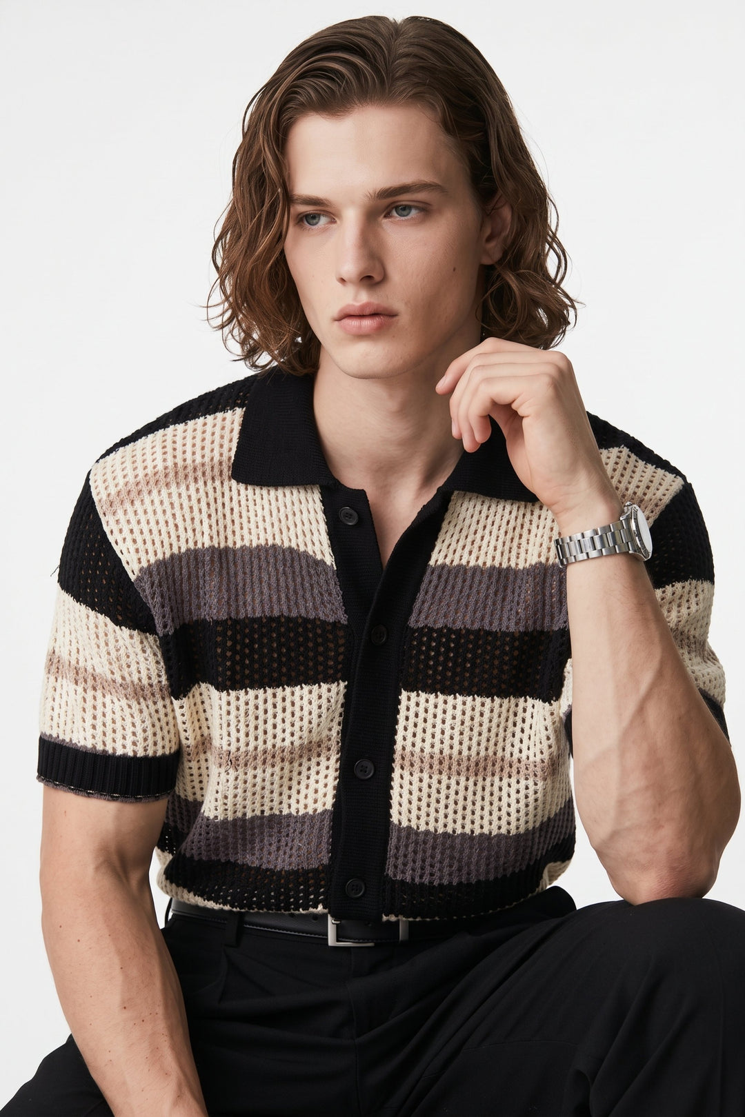 Striped Knit Polo na2678