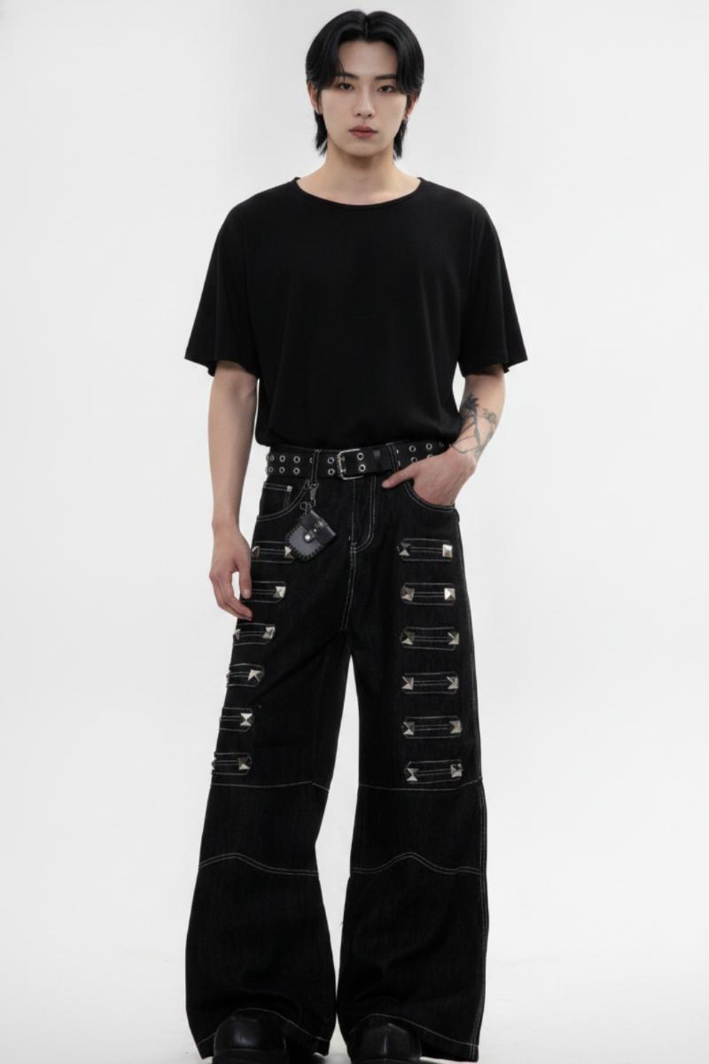 Studded Wide Jeans  na2599