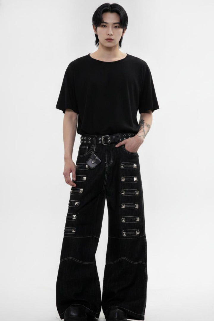 Studded Wide Jeans  na2599
