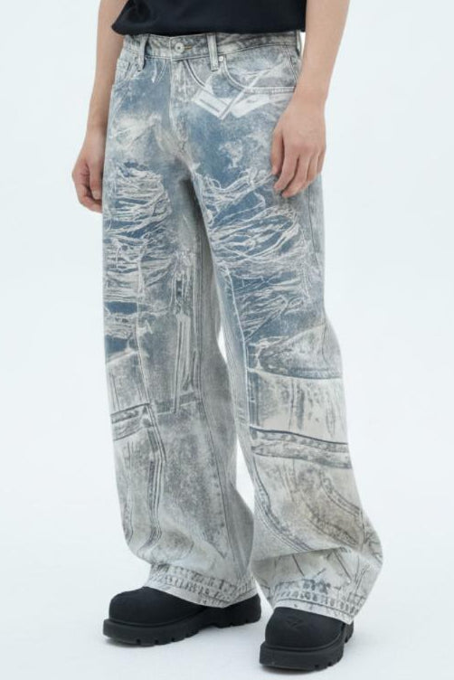 Graphic Denim Pants  na2628