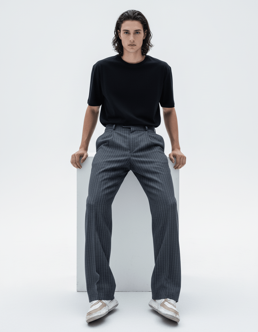 blue striped straight pants na1982