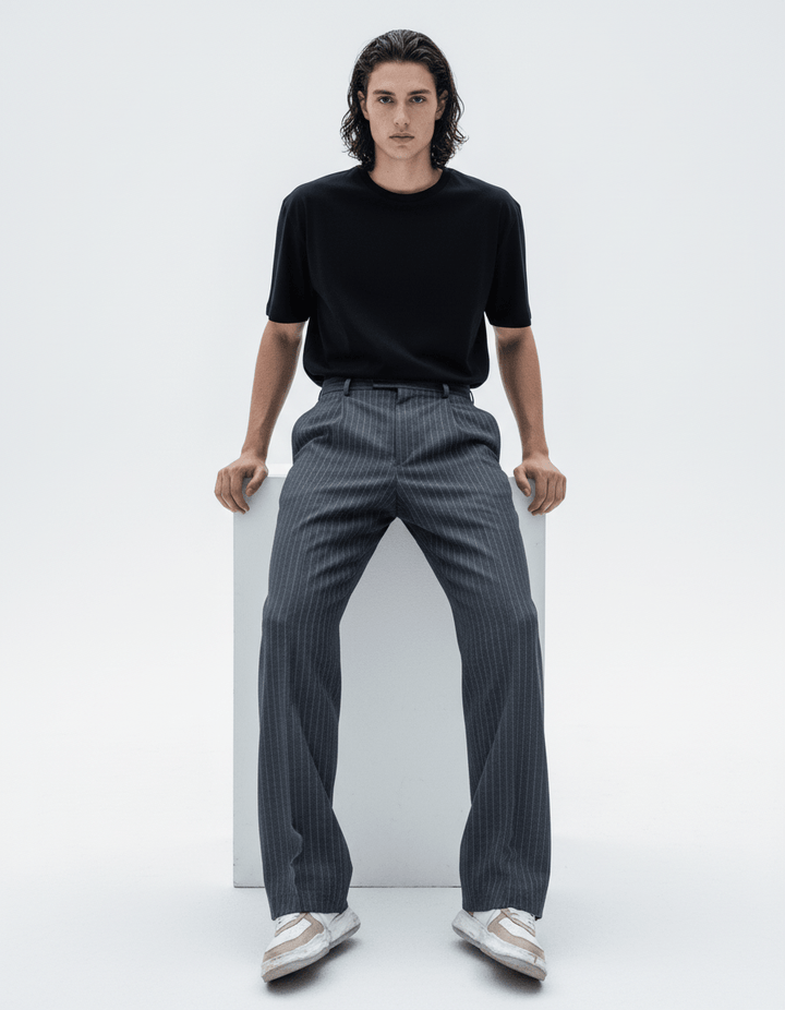 blue striped straight pants na1982