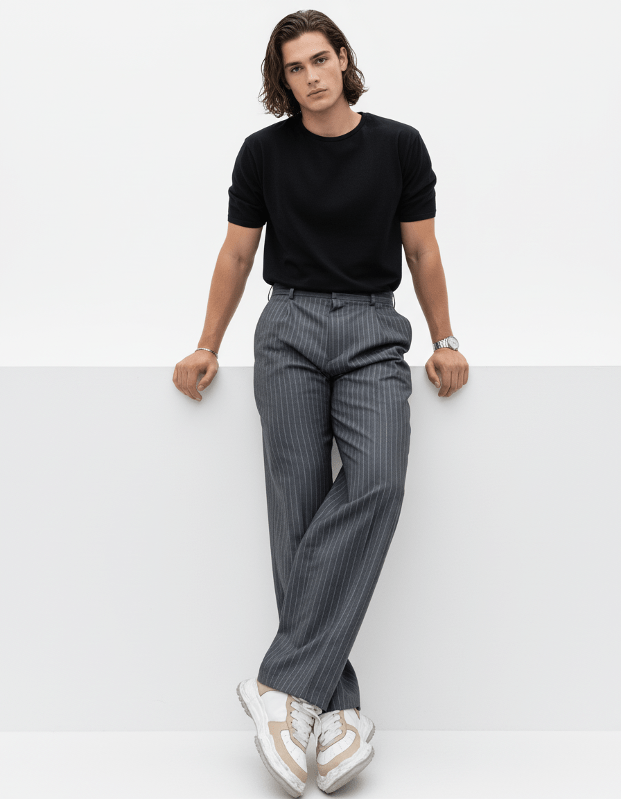 blue striped straight pants na1982