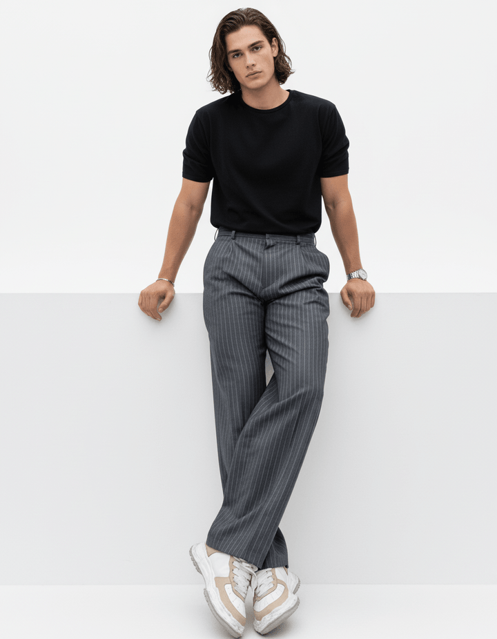 blue striped straight pants na1982