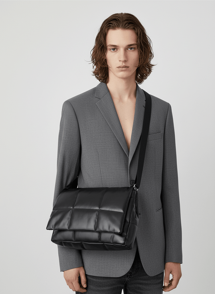 silk filling leather crossbody messenger bag na867