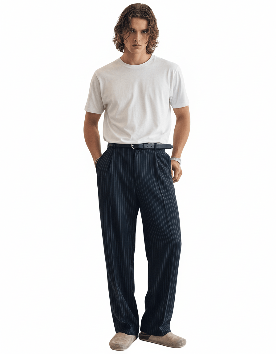 blue striped straight pants na1982