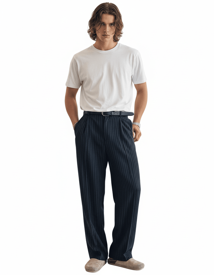 blue striped straight pants na1982