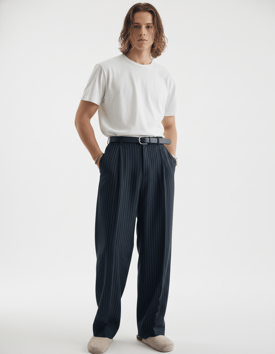 blue striped straight pants na1982