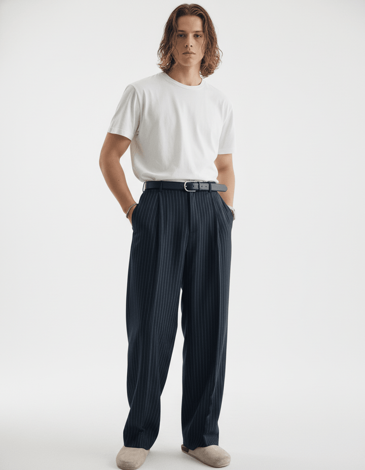 blue striped straight pants na1982
