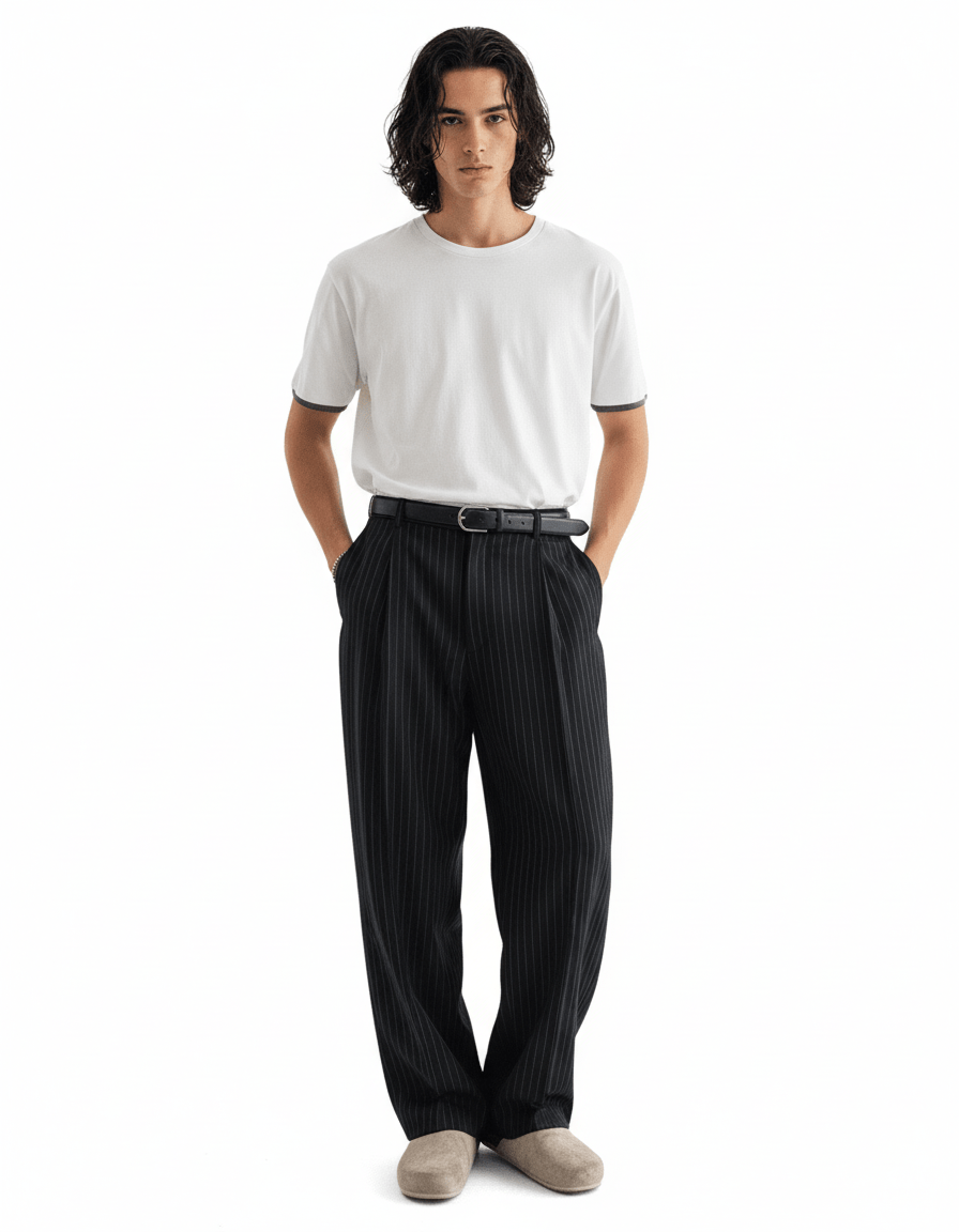 blue striped straight pants na1982