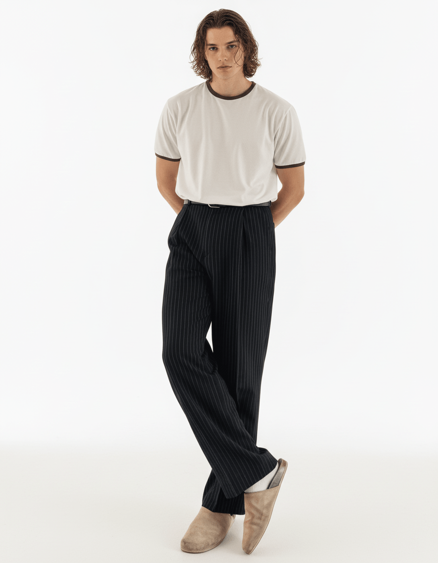 blue striped straight pants na1982