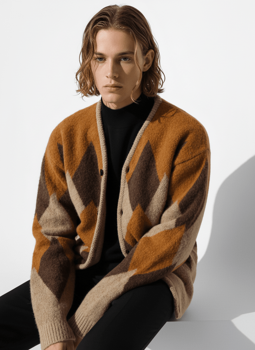 [MRCYC] 아가일 무늬 루즈 가디건 NA528